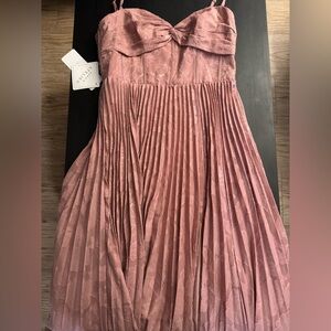 Azazie Cannelle Light Pink Pleated Maxi Dress